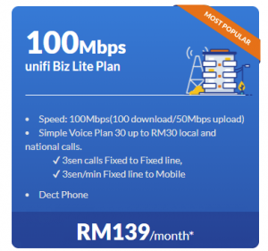 unifi Biz Lite Plan 100Mbps promotion